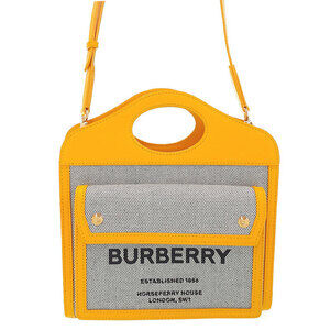 Burberry Two Tone Canvas Leather Pocket Bag